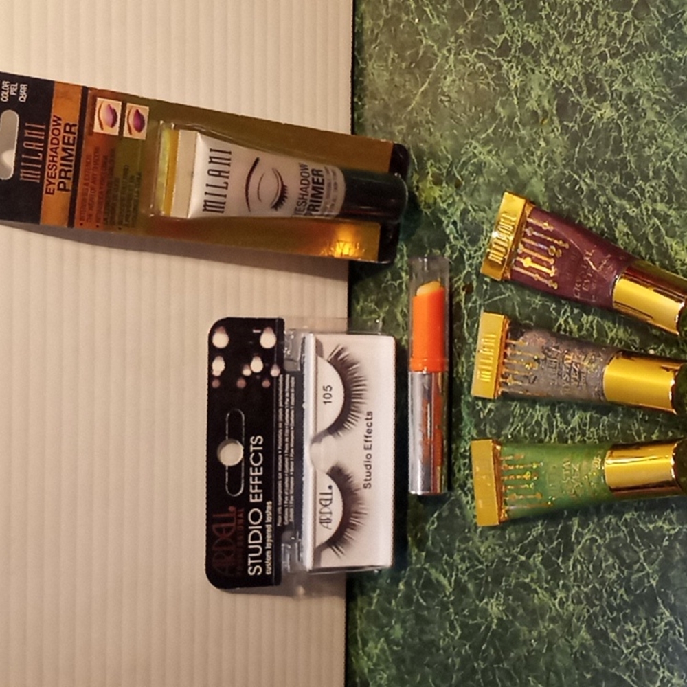 Milani Eyeshadow/Ardell Eyelashes / Sally Hansen Lip Primer Lot